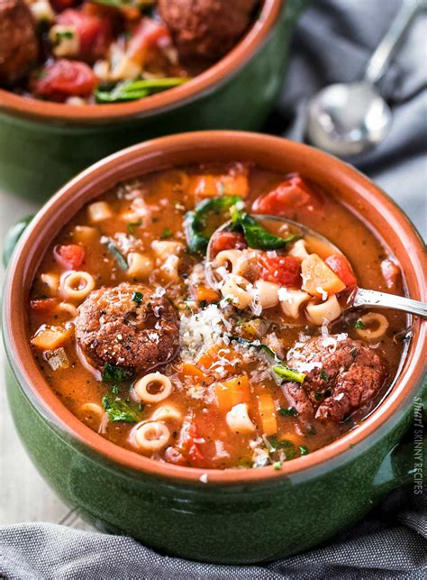 Slow Cooker Italian Meatball Soup The Chunky Chef