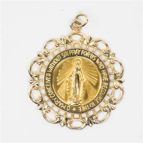 14k Gold Miraculous Medal Etsy