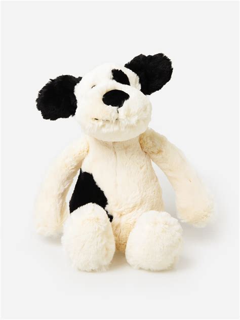 Jellycat Medium Bashful Black & Cream Puppy Plush - Saint Bernard