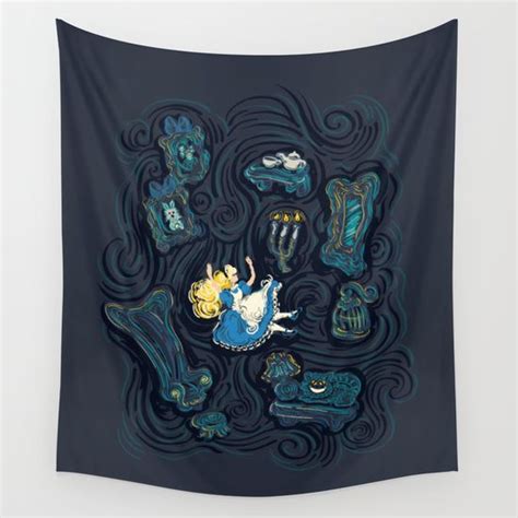 Alice In Wonderland Starry Night Wall Tapestry By Veylow Tapestry