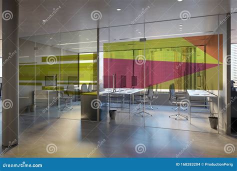 Glass Office Room Wall Mockup 3d Rendering Stock Illustration Illustration Of Work Design