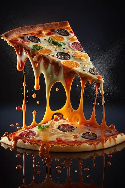 Premium Photo A Slice Of Pizza With Different Toppings Being Poured