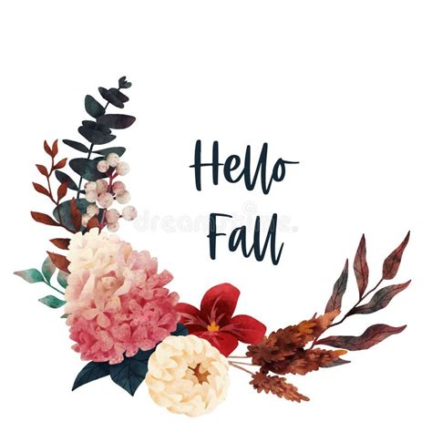 Fall Floral Banner Design Template Hand Drawn Stock Vector