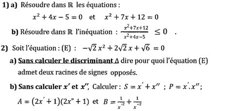 Probl Mes Du Er Et Du Second Degr Exercice Me Ann E Secondaire