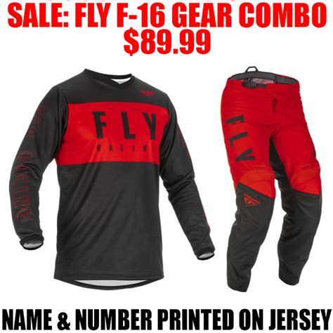 2022 FLY RACING F16 GEAR COMBO RED BLACK Pro Style MX