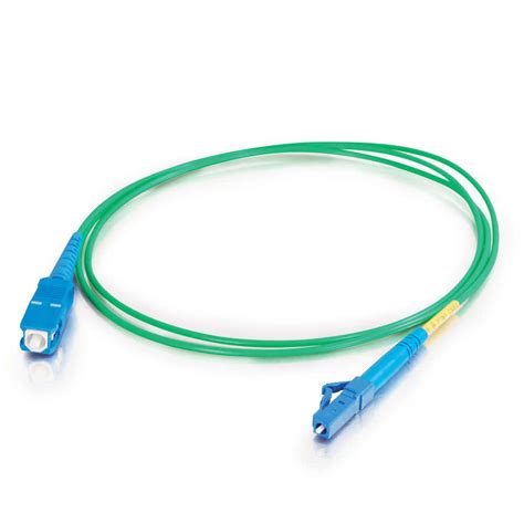 9 8ft 3m Lc Sc 9 125 Os2 Simplex Single Mode Pvc Fiber Optic Cable Taa Compliant Green 9