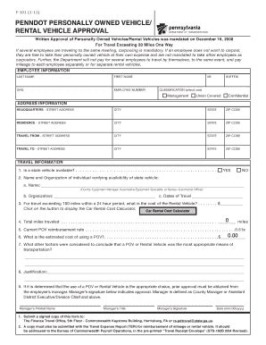 Fillable Online Ftp Dot State Pa Penndot Personally Owned Vehicle