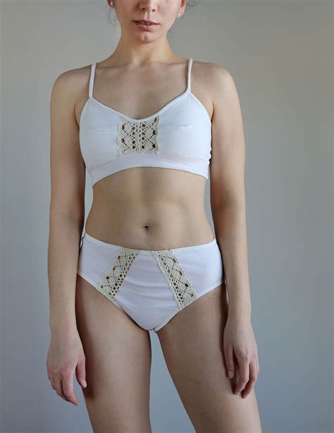 High Waist 100 Organic Cotton Panties With Cotton Lace Etsy