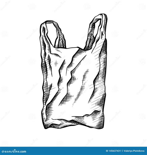 Dibujo Lineal Blanco Negro De Una Bolsa De Pl Stico Contaminaci N