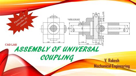 How To Draw Assembly Of Universal Coupling In Autocad Part 1 3 Youtube