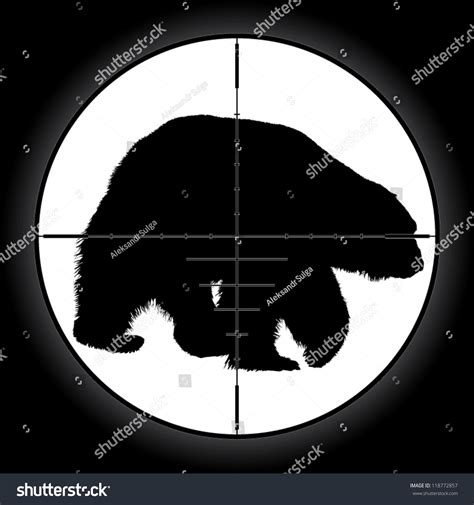 Hunter Sniper Scope Crosshair Aiming Bear Stock Vector 118772857 ...