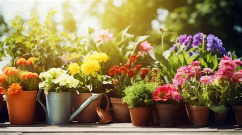 Premium Photo Row Of Potted Plants On Wooden Table