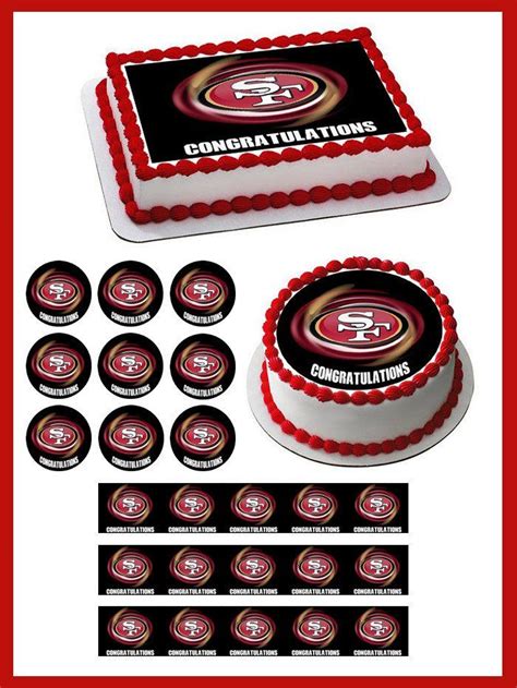 San Francisco 49ers B Edible Cake Topper OR Cupcake Topper Decor