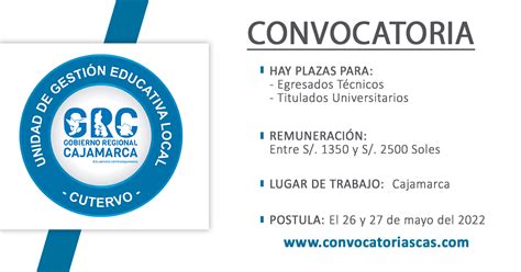 Convocatoria Ugel Cutervo [cas] 6 Plazas Computación E Informática Educación Psicología