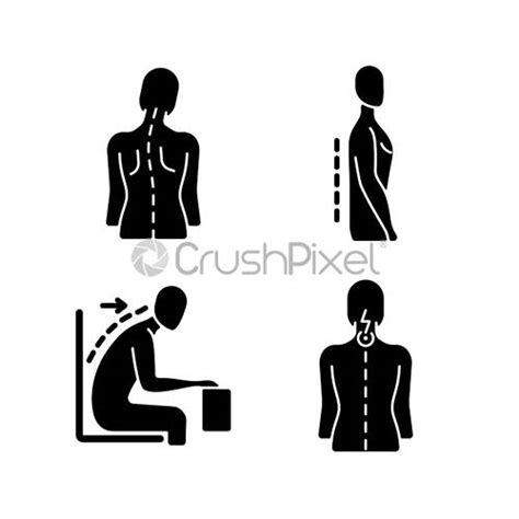 Postural Dysfunction Black Glyph Icons Set On White Space Stock