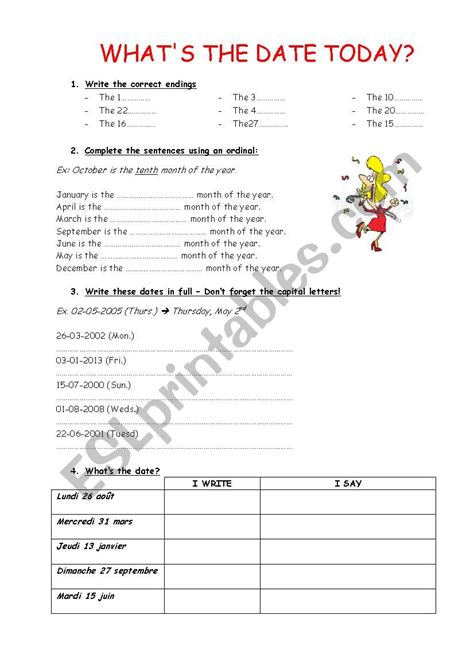 Whats The Date Today ESL Worksheet By Pucemimi