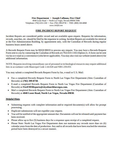Fire Department Incident Report
