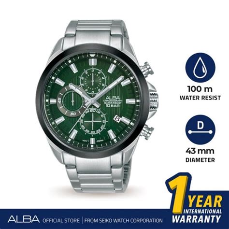 Jual Jam Tangan Pria Alba Active Stainless Green Dial AM3785X1 Original