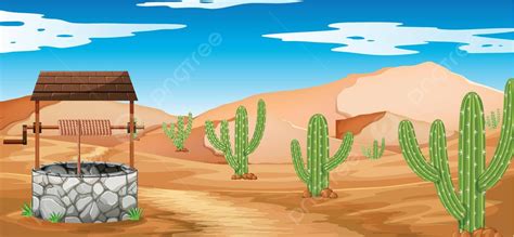 Escena Del Desierto Con Cactus Y Un Buen Seguimiento Del Paisaje