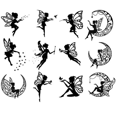 Craft Supplies Tools Paper Fairy With Stars SVG Fairy Silhouette