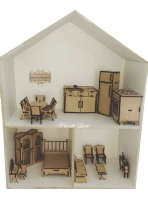 Casa Casinha 3 Andares Boneca Polly 27 Mini Moveis Mdf 3mm Compre