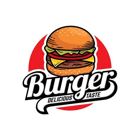 Hot Burgers Vector Logo Illustration Modern Burgers Emblem Vector Art