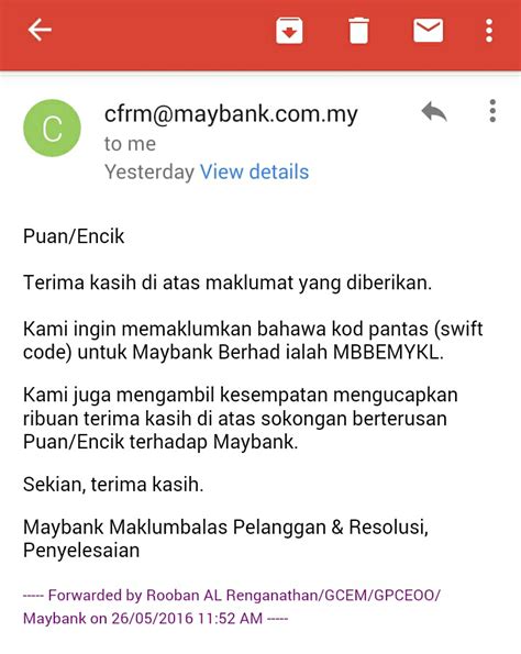 Maybank Swift Code Mbbemykl This Is Electronic Fund Transfer Payment