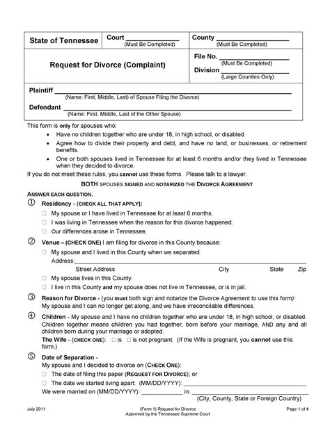 40 Free Divorce Papers Printable Templatelab