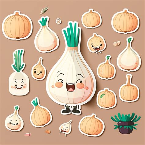 Cute Onion Sticker Set Sticker Pack Sticker Sheet Character Sheet