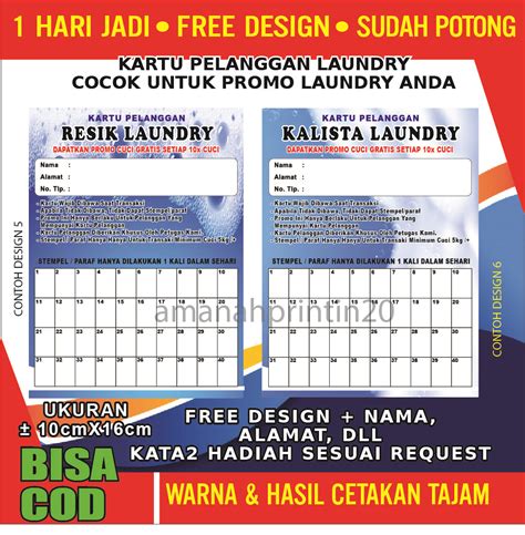 Kartu Nama Pelanggan Laundry Kartu Member Laundry Lazada Indonesia