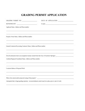 Fillable Online GRADING PERMIT APPLICATION City Of Excelsior Springs