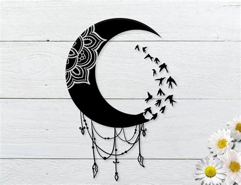 Mandala Half Moon Svg Mandala Boho Moon Svg For Cricut Cutter Etsy