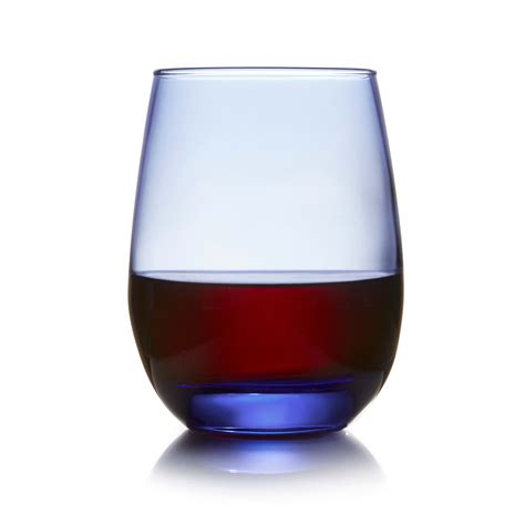 Libbey 231L Stemless Wine Glasses Tidal Blue 15 25 Ounce Set Of 12