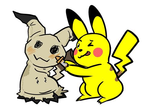 Pikachu Assisting Mimikyu By Jenjoink Rpokemon