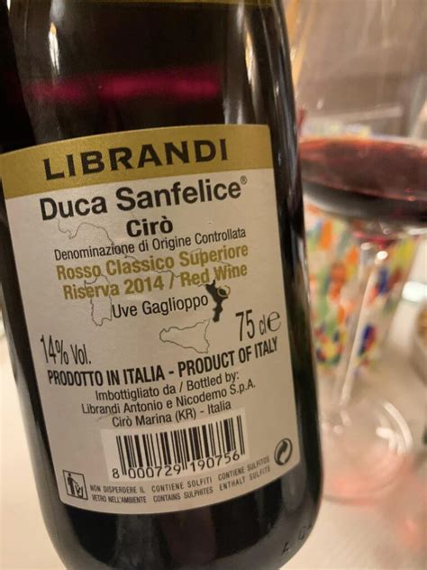 Duca Sanfelice 2014 Ciro Rosso Classico Di Librandi