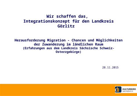 Ppt Wir Schaffen Das Integrationskonzept F R Den Landkreis G Rlitz