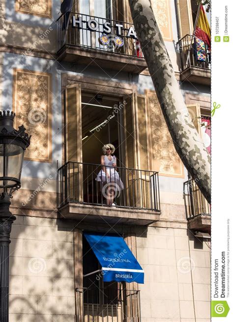 Front View Hostal In Barcelona City Summer 2014 Editorial Photography