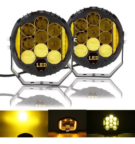 Faro Led Redondo 7 Pulgadas Off Road Jeep Led 90w Ambar Par Meses Sin