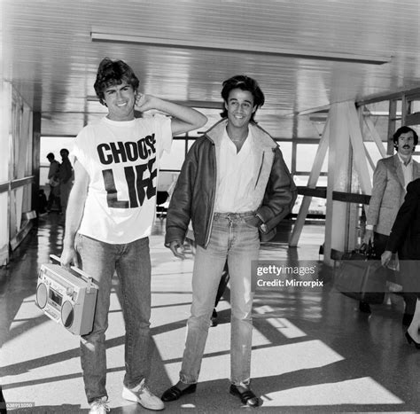 Andrew Ridgeley and George Michael of the pop group Wham!, arriving ...