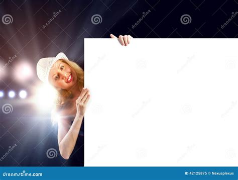 Naked Girl With Banner Stock Image Image Of Leisure