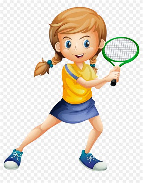 Profissões E Ofícios Cartoon Girl Playing Tennis Free Transparent