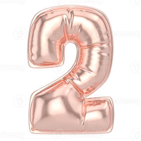 Balloon 2 Number Gold 3d Render 38015251 Png