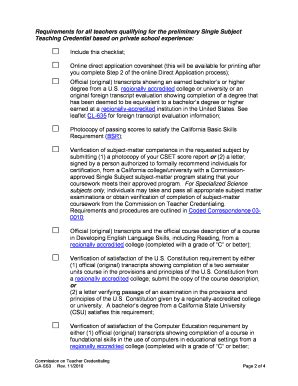 Fillable Online Ctc Ca Oa Ss Single Subject Teaching Credential With