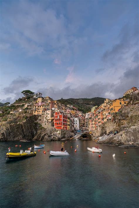 Riomaggiore Im Sonnenuntergang Cinque Terre Ligurien Italie