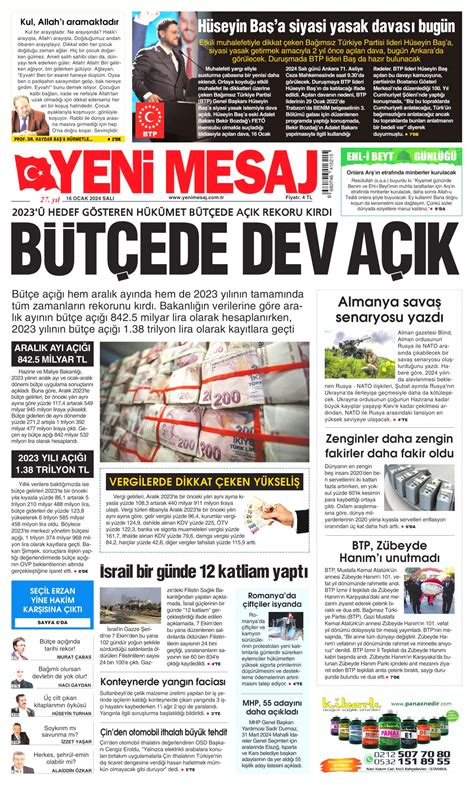 Yeni Mesaj Gazetesi Yeni Mesaj Man Et Oku Haberler Ocak