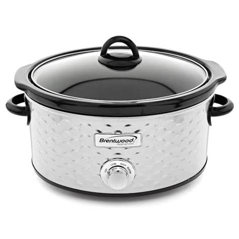 Brentwood Scallop Pattern 4 5 Qt Stainless Steel Slow Cooker 985114323m The Home Depot