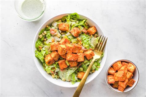 Buffalo Tofu Salad With Creamy Hemp Ranch From My Bowl