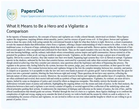 What It Means to Be a Hero and a Vigilante: a Comparison - Free Essay Example - 624 Words ...