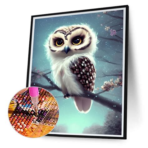 D Diy Full Round Drill Diamond Painting Owl Kit Home Decoration Craft