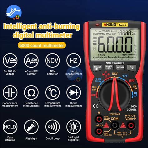 Sz16 Sz17 Digital Multimeter 6000 Professional True Rms Acdc Analog Tester Transistor Capacitor